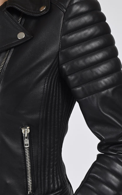 Blouson perfecto cuir Hipster Girl noir