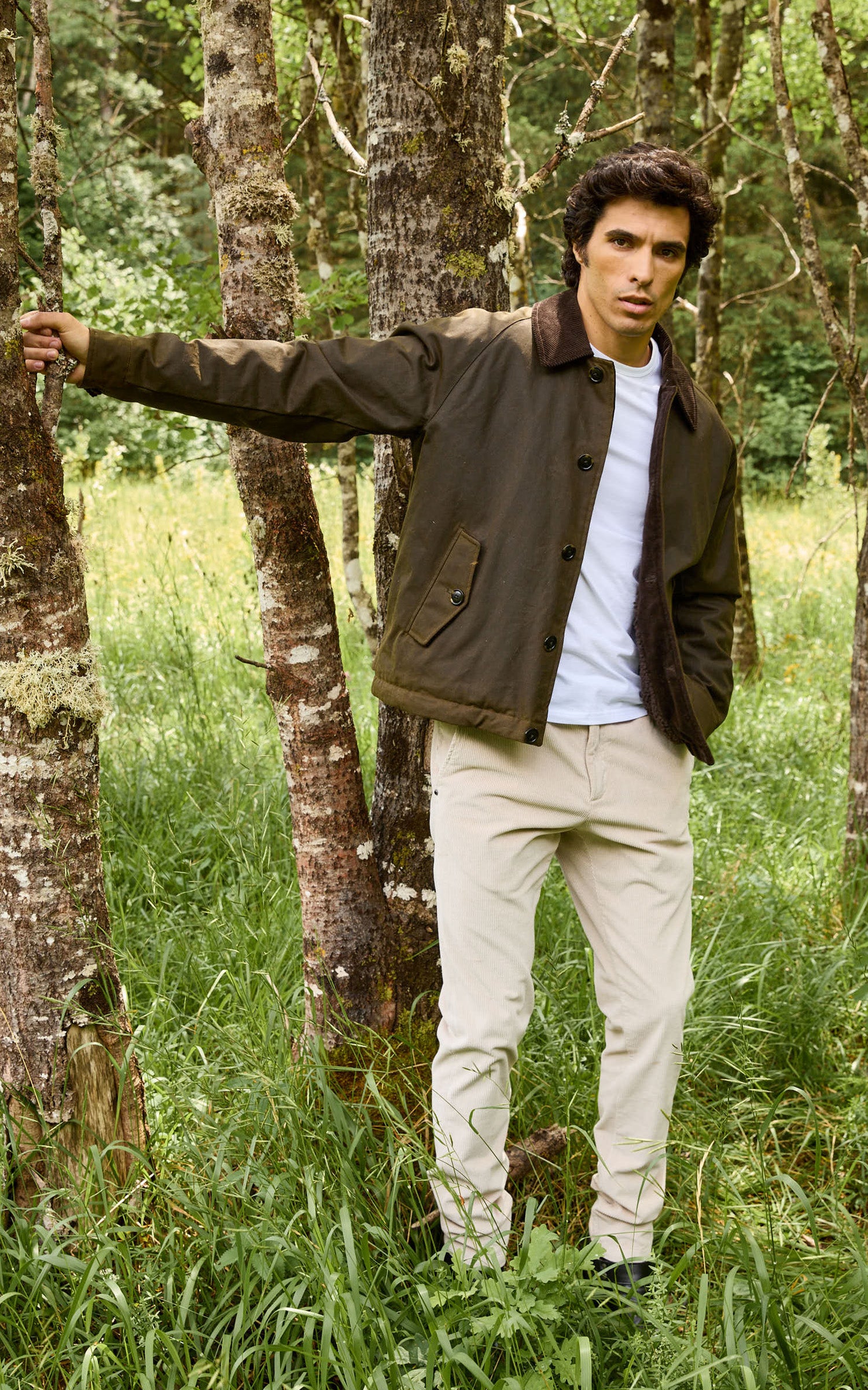 Pantalon côtelé gris