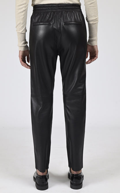 Pantalon jogpant Gift cuir noir