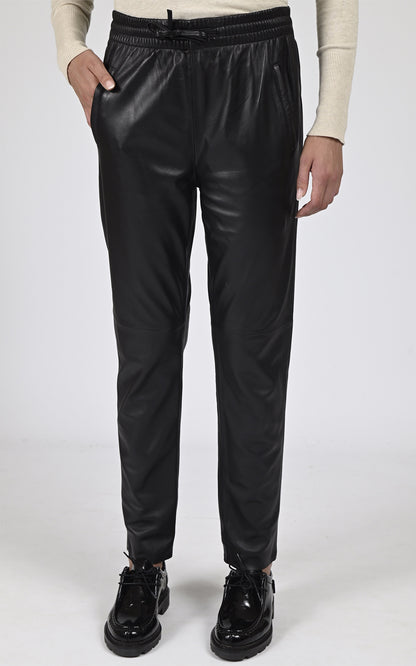 Pantalon jogpant Gift cuir noir