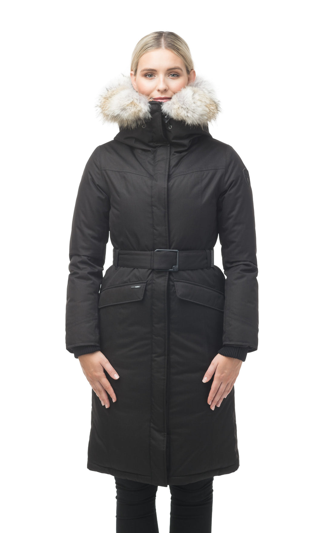 Doudoune longue avec fourrure Morgan noir