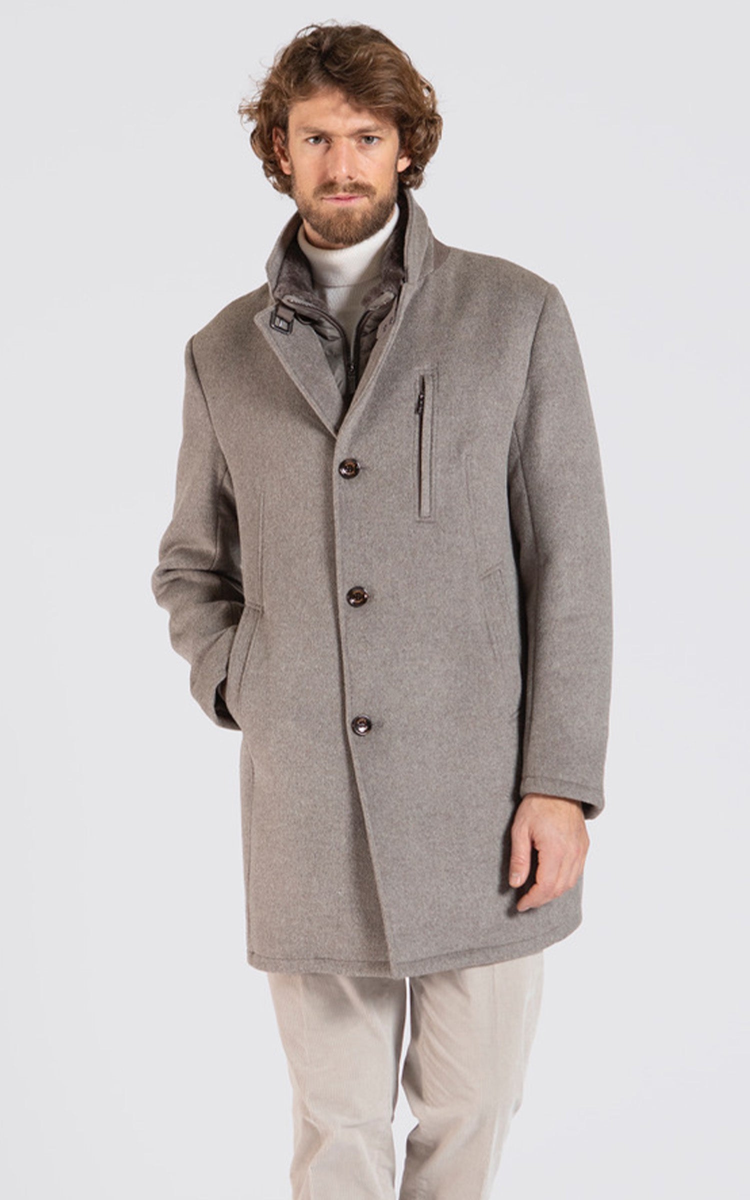 Manteau en laine taupe 1