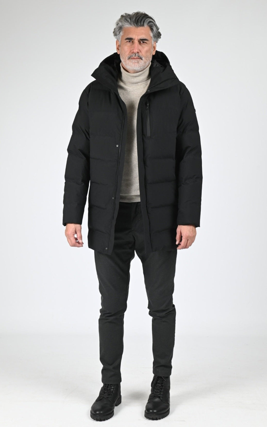 3/4 doudoune Textile Homme Scandinavian Edition, modèle Radian ii de couleur onyx