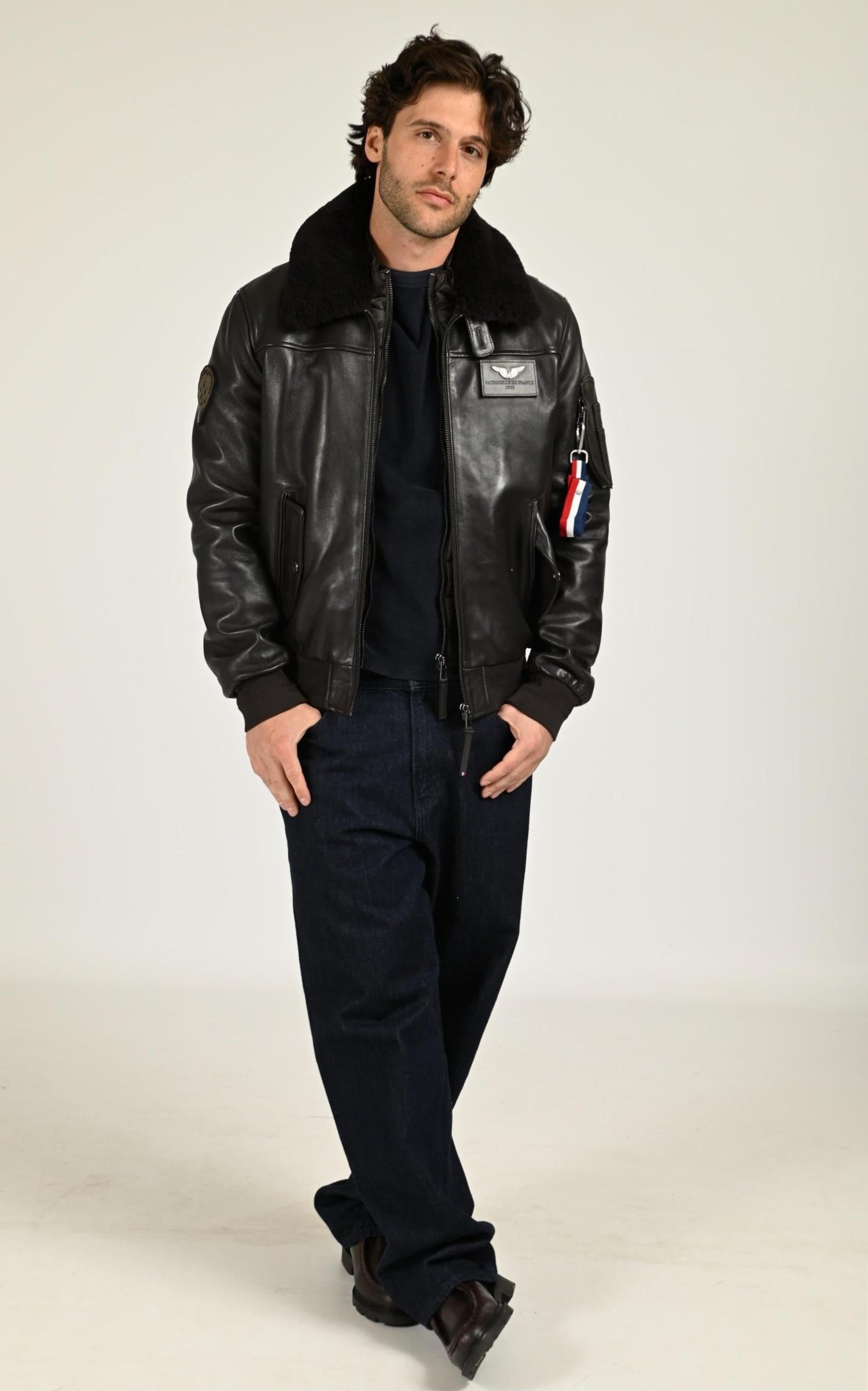 Pilote Cuir Homme Patrouille De France, modèle Rafal de couleur marron 2