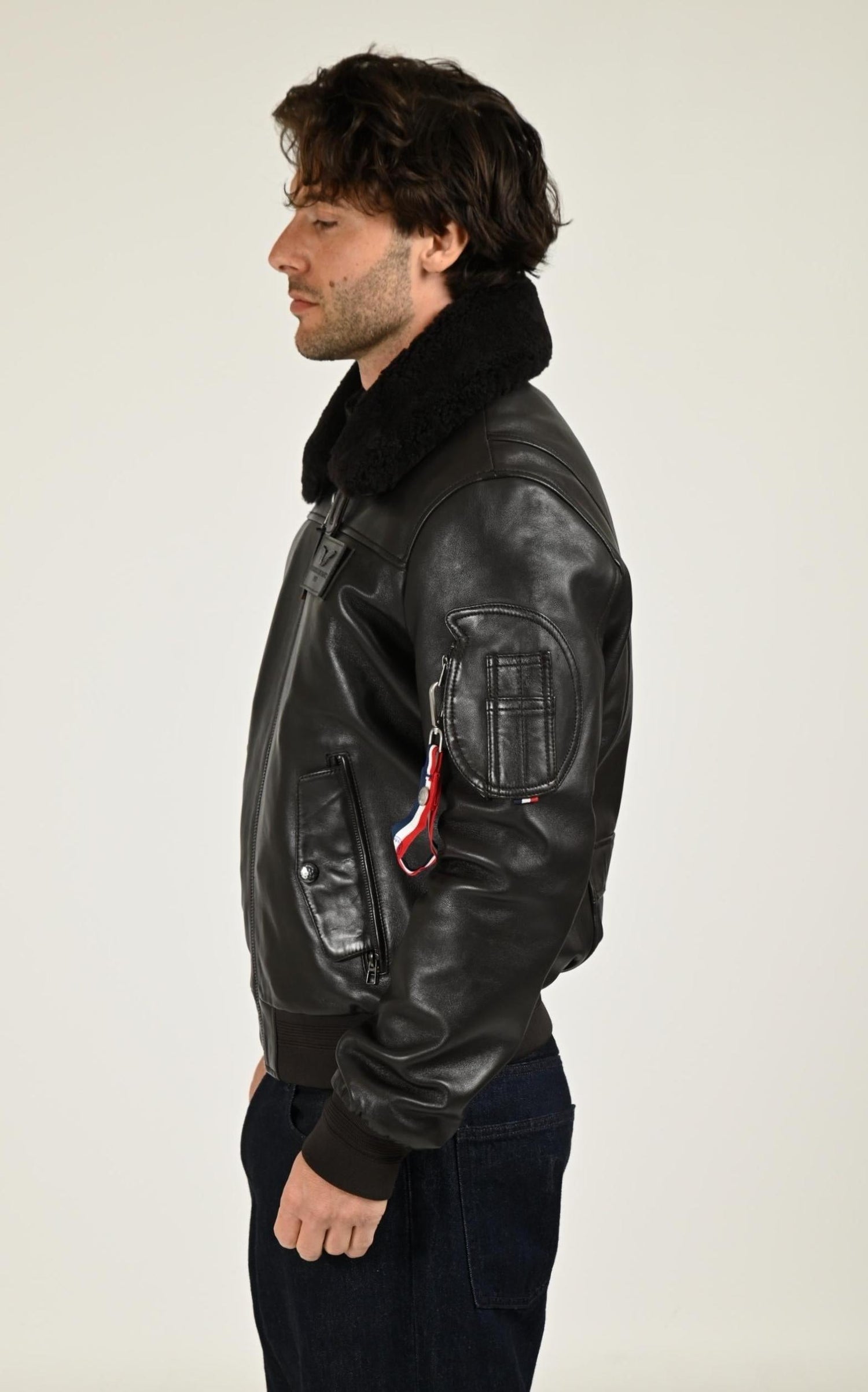 Pilote Cuir Homme Patrouille De France, modèle Rafal de couleur marron 3