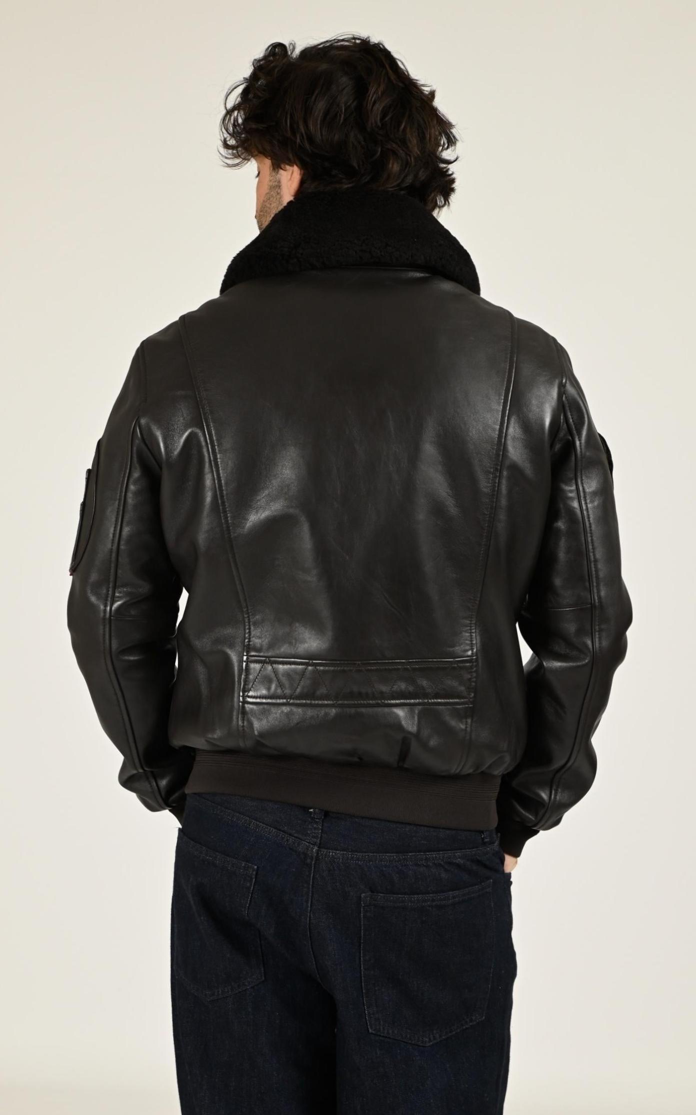 Pilote Cuir Homme Patrouille De France, modèle Rafal de couleur marron 4