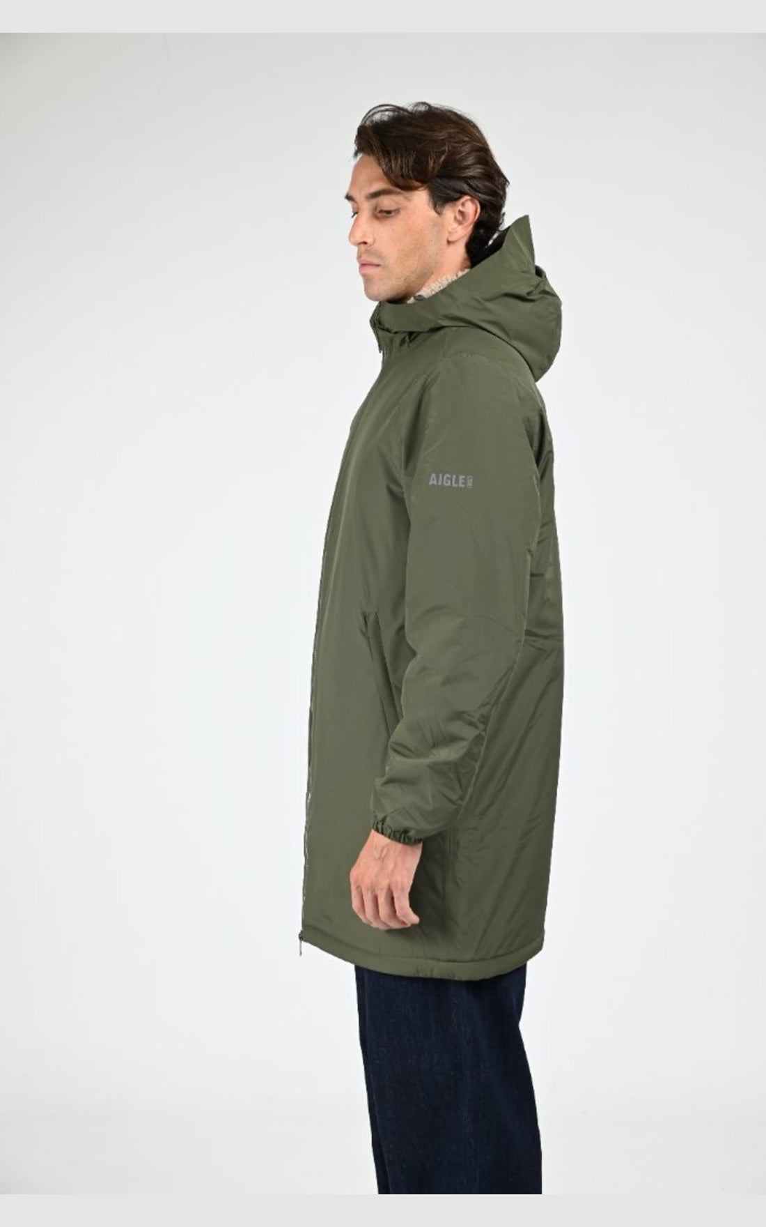 Parka Textile Mixte Aigle, modèle Rain pack sherpa aiw25uoui008 de couleur kaki