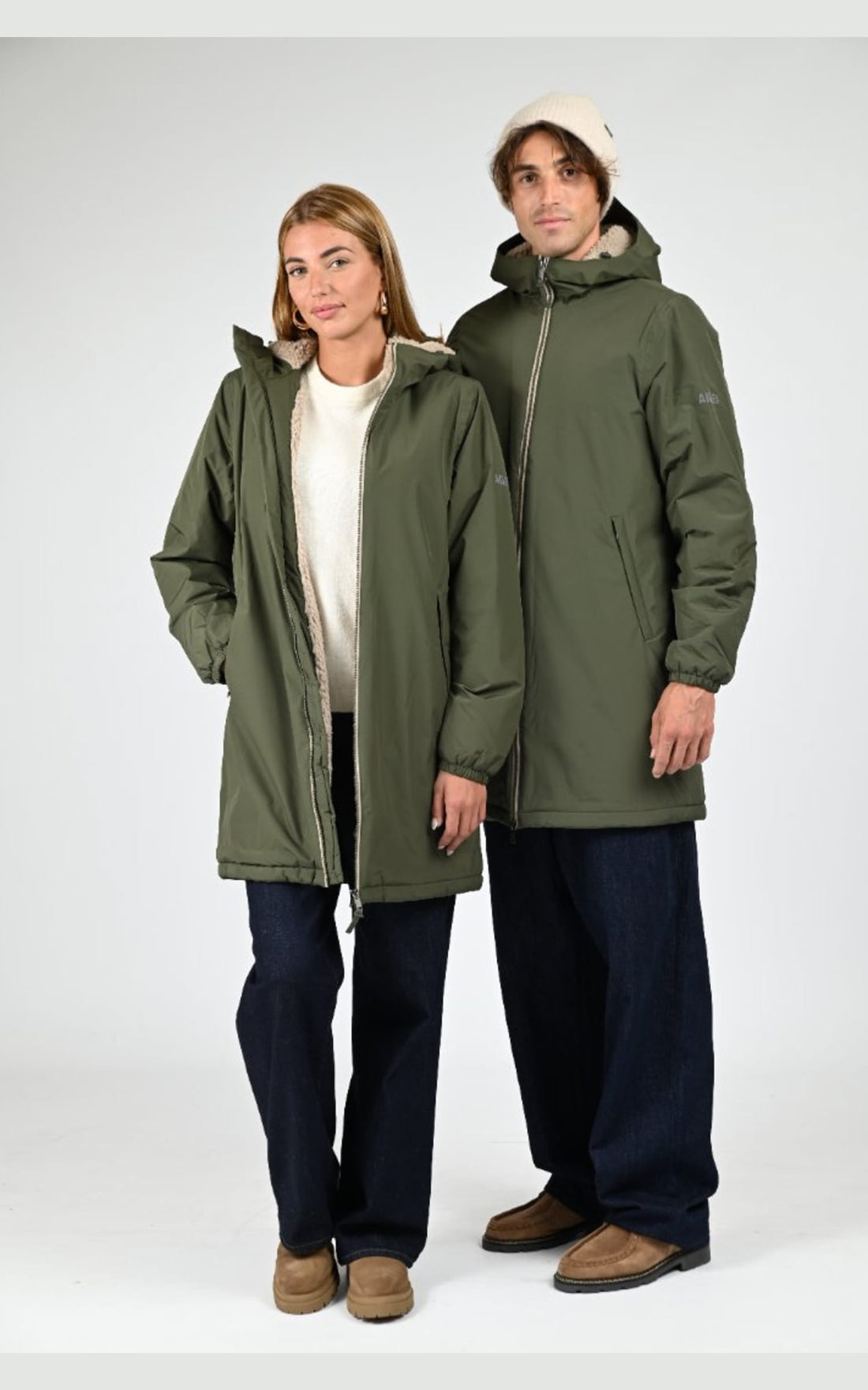 Parka Textile Mixte Aigle, modèle Rain pack sherpa aiw25uoui008 de couleur kaki