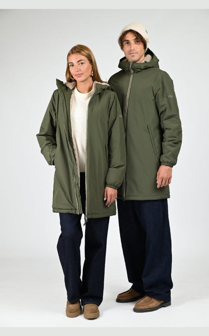 Parka Textile Mixte Aigle, modèle Rain pack sherpa aiw25uoui008 de couleur kaki