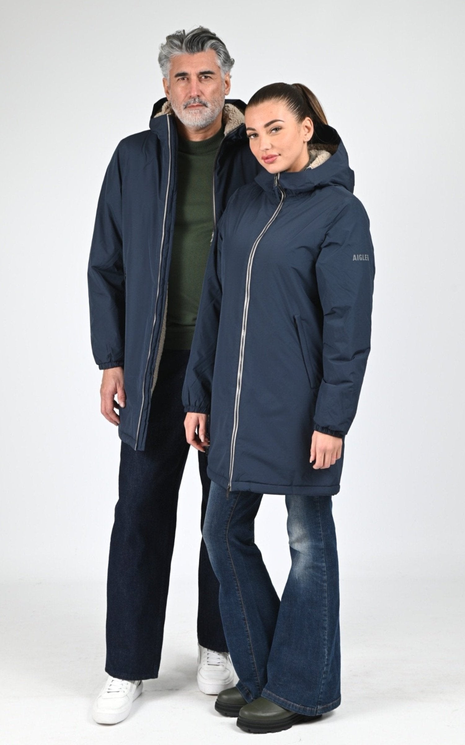 Parka Textile Mixte Aigle, modèle Rain pack sherpa aiw25uoui008 de couleur empire 1