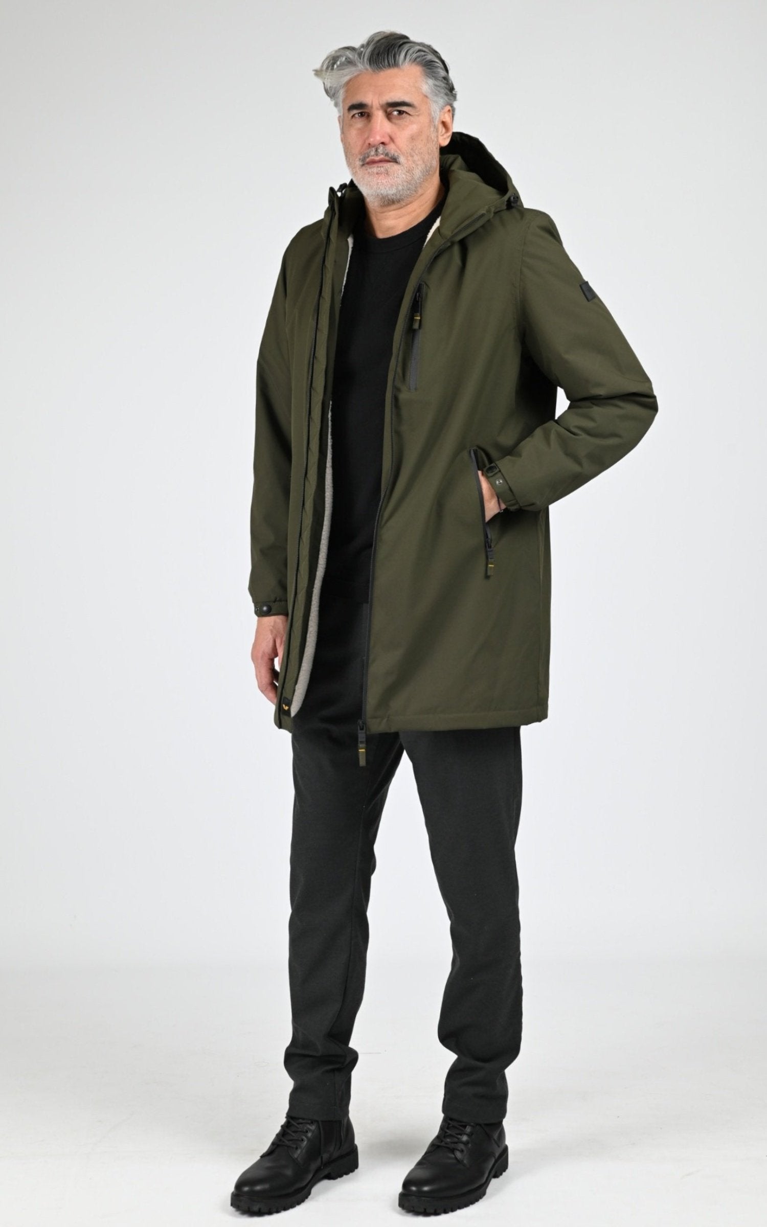 Parka Textile Homme Daytona 73, modèle Regen sherpa 103872 de couleur khaki green