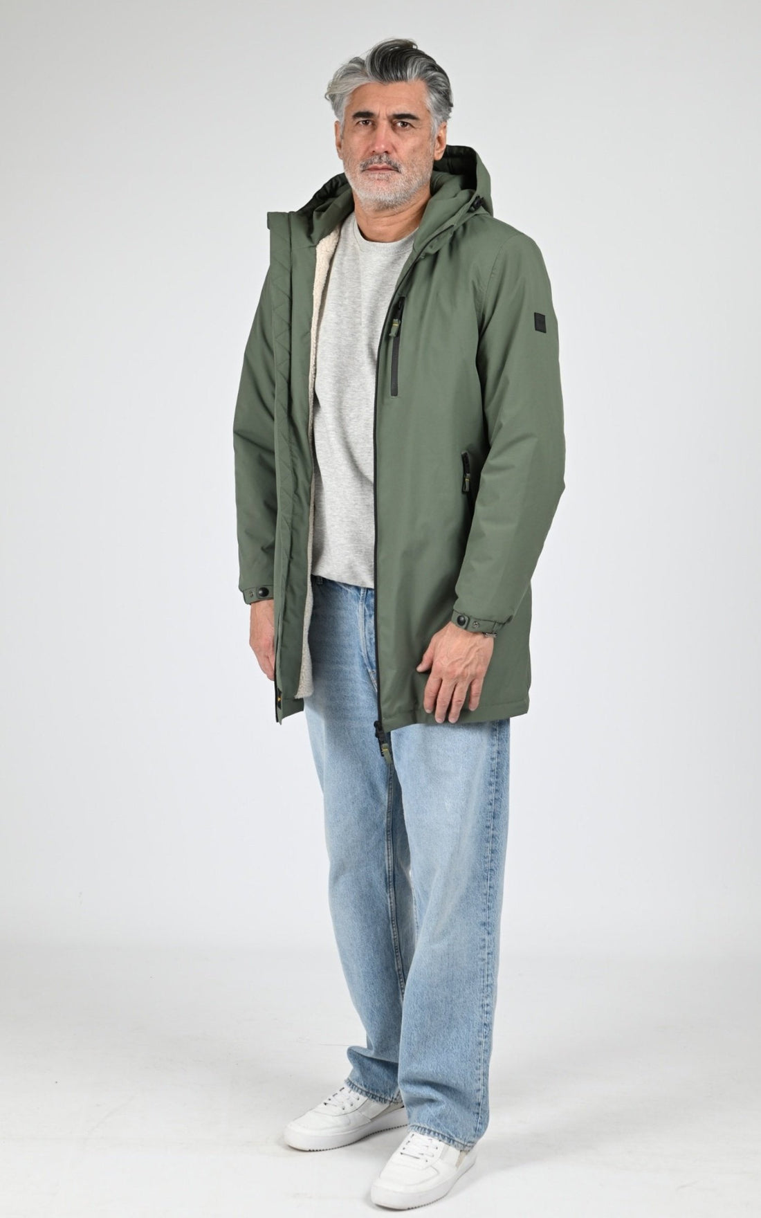 Parka Textile Homme Daytona 73, modèle Regen sherpa 103872 de couleur military green