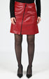 Jupe Cuir Femme La Canadienne, modèle Rica zip ff de couleur rouge