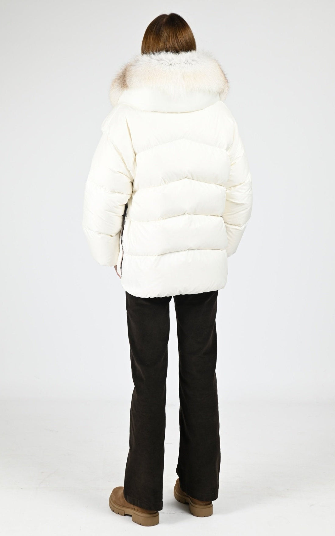 Doudoune Textile Femme Flo-Clo, modèle Rich de couleur latte