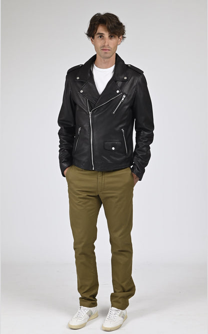Perfecto Cuir Homme Serge pariente, modèle Rocky de couleur noir