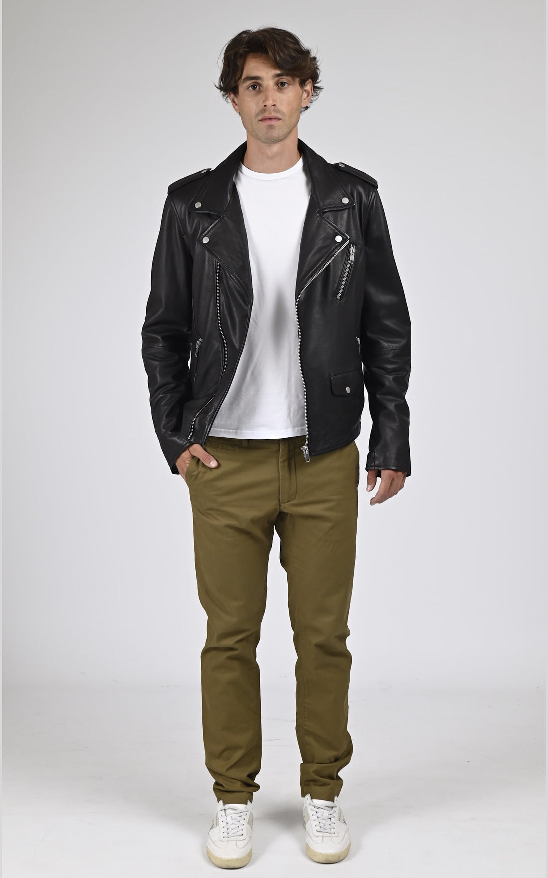 Perfecto Cuir Homme Serge pariente, modèle Rocky de couleur noir