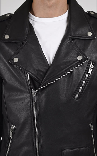 Perfecto Cuir Homme Serge pariente, modèle Rocky de couleur noir
