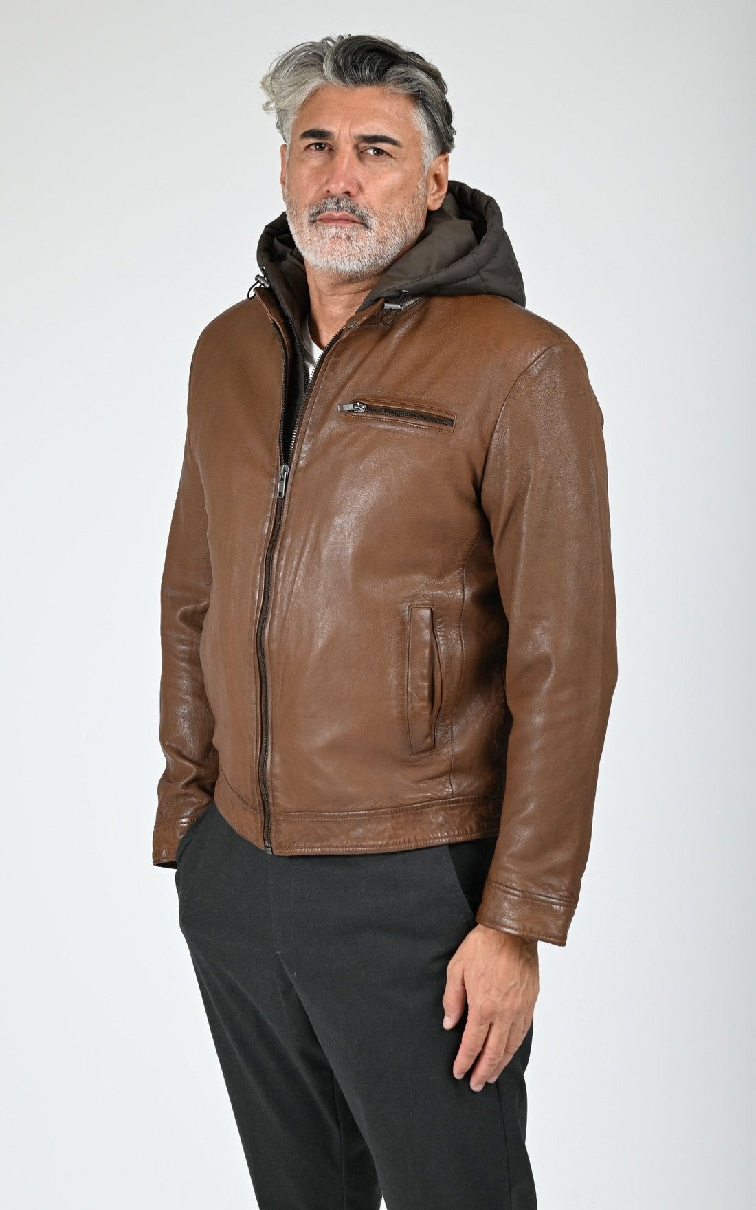Blouson capuche Retro Hood cognac