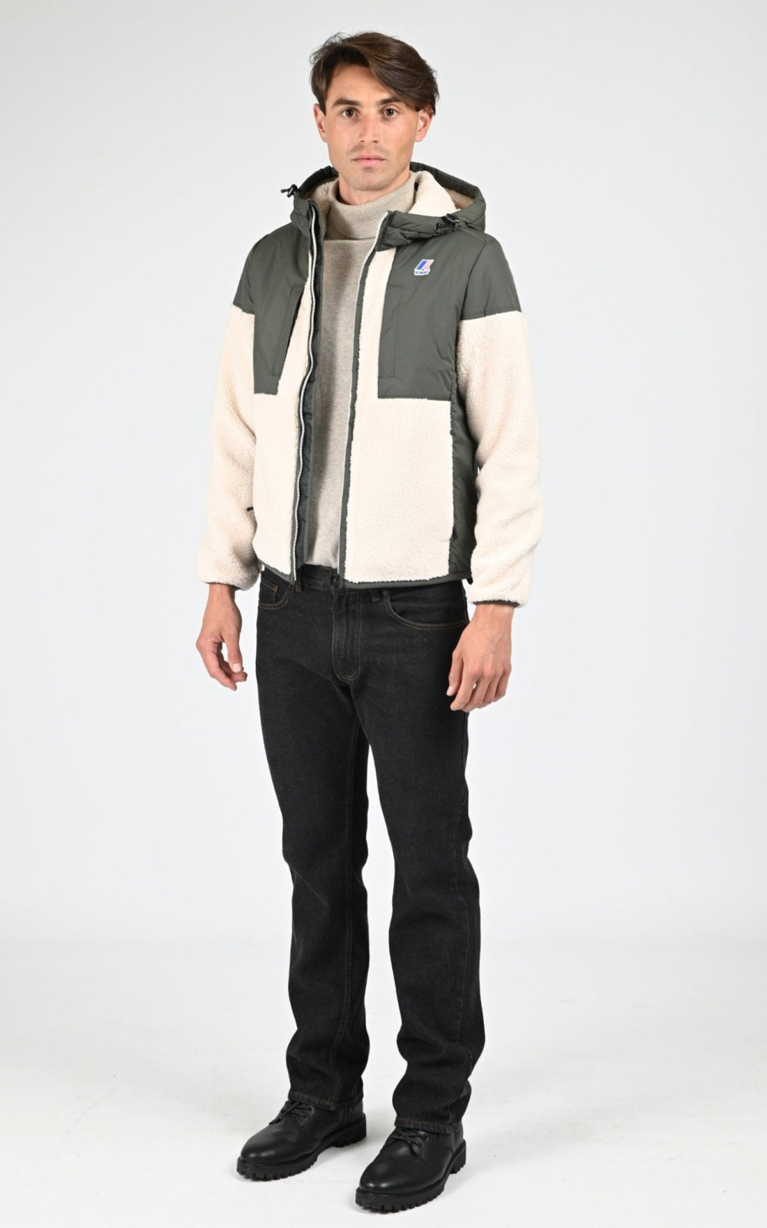 Blouson Textile Mixte K-Way, modèle Samson orsetto k5122sw de couleur green blackish ecru