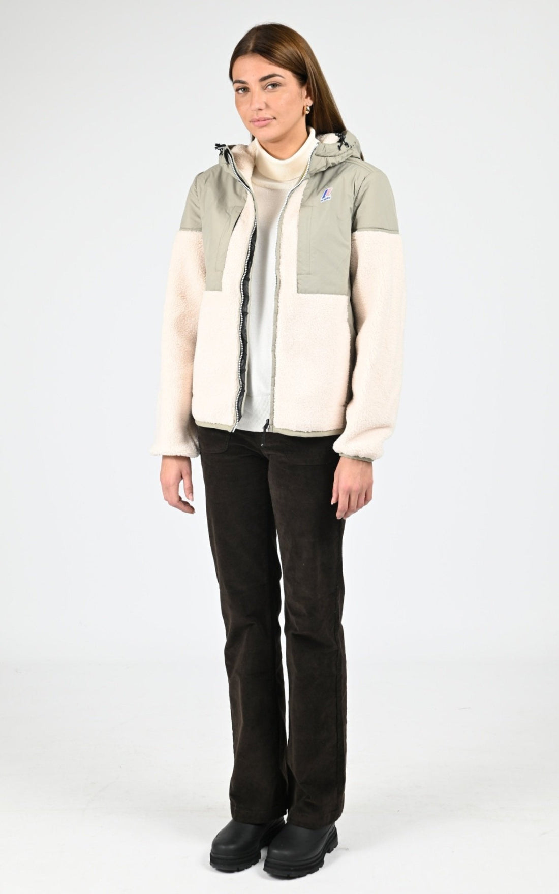 Blouson Textile Mixte K-Way, modèle Samson orsetto k5122sw de couleur green oak-ecru