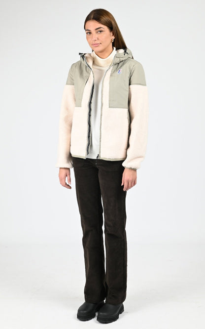 Blouson Textile Mixte K-Way, modèle Samson orsetto k5122sw de couleur green oak-ecru