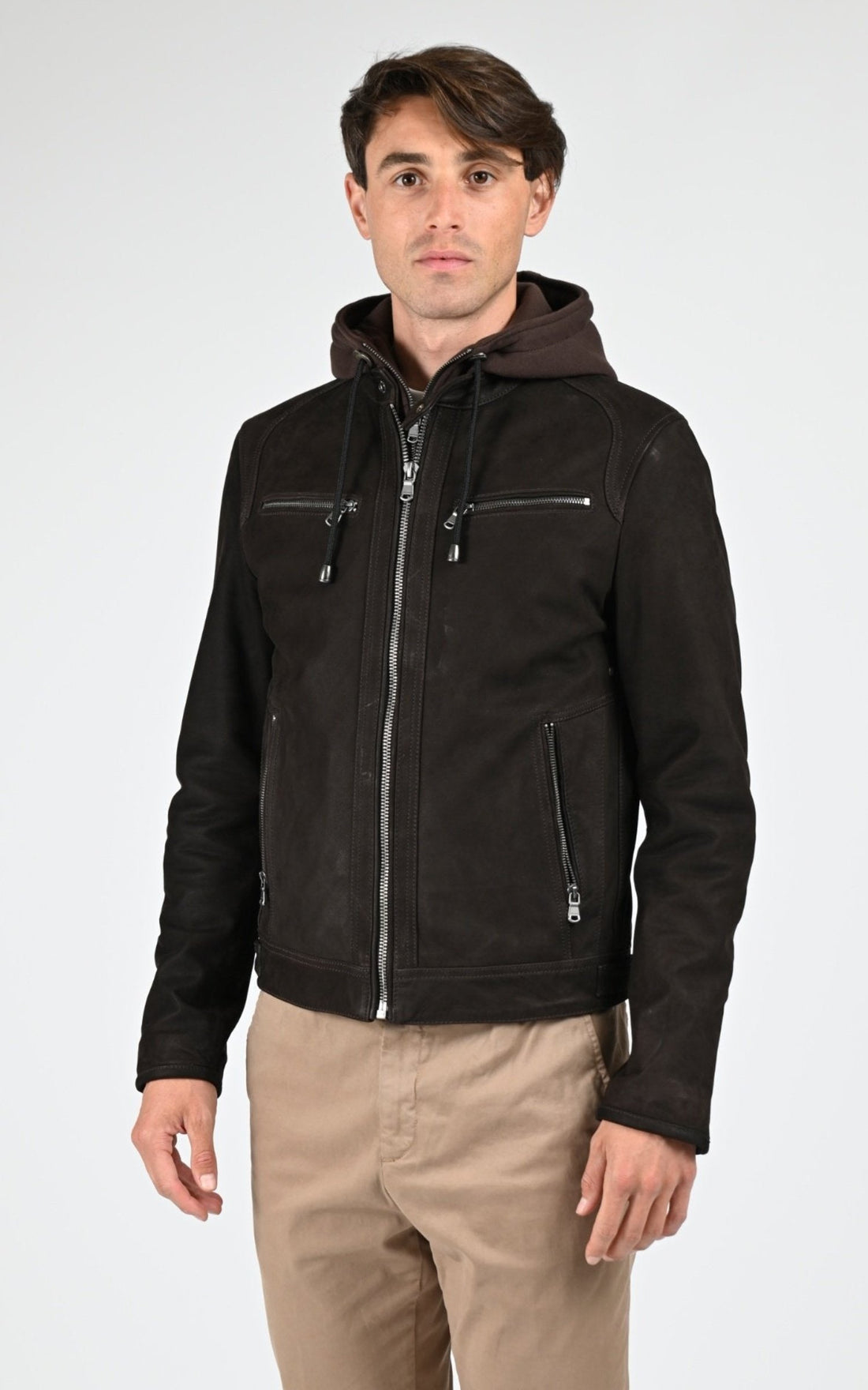Blouson Cuir Homme Daytona 73, modèle Scaroni de couleur brown