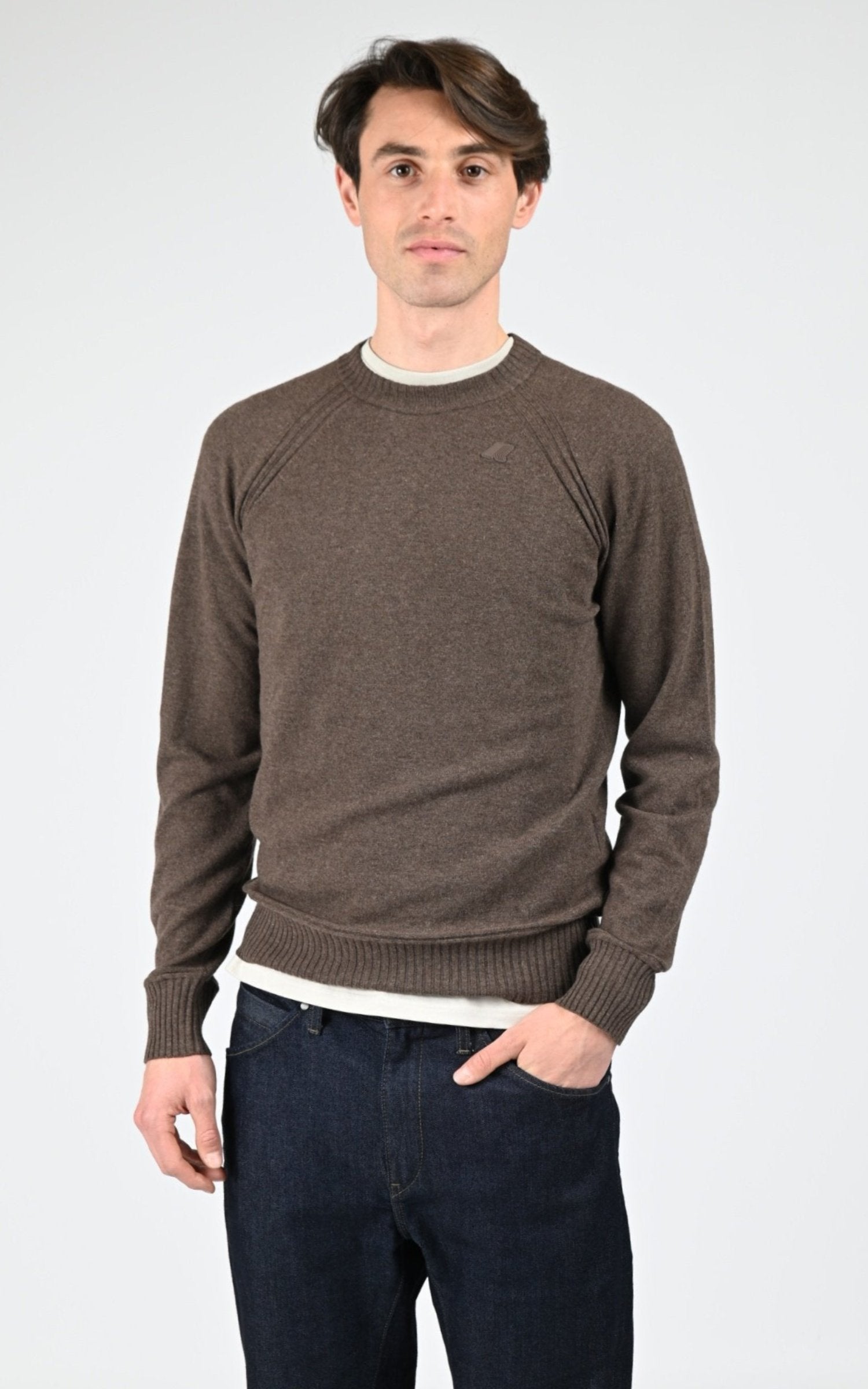 Pull Textile Homme K-Way, modèle Sebas wool cashmere k2142gw de couleur brown drum kbp