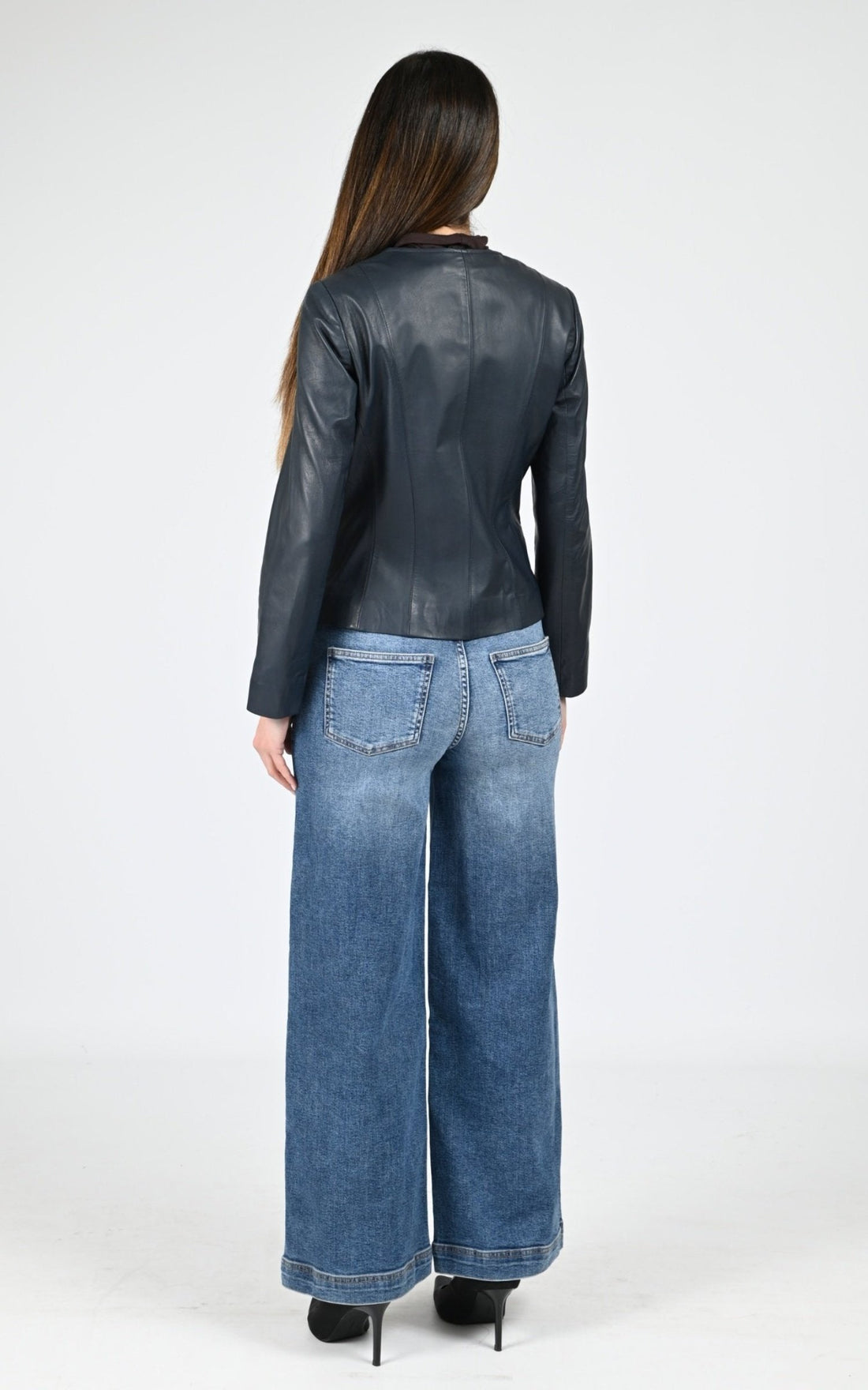 Blouson Cuir Femme La Canadienne, modèle Sephora de couleur navy