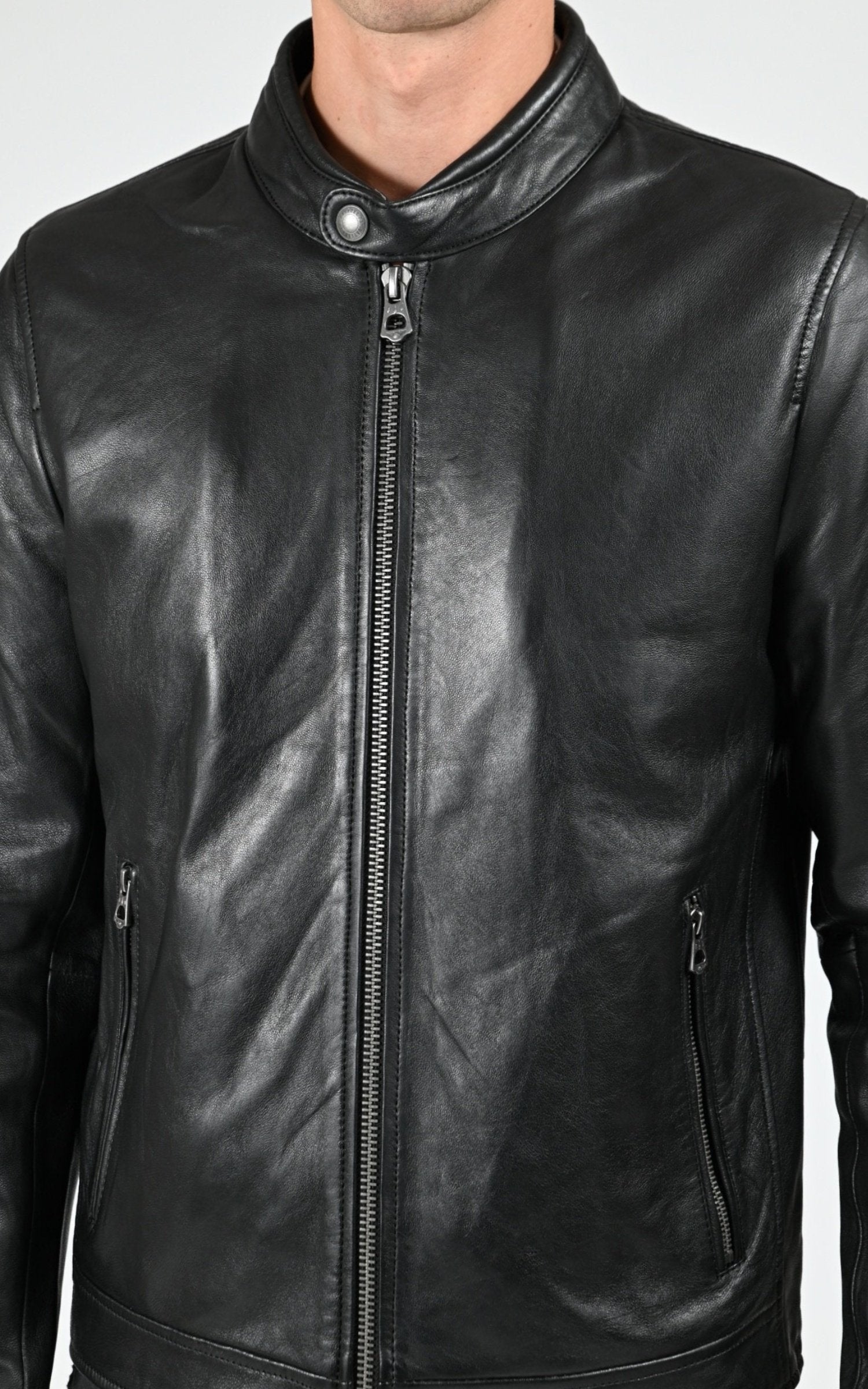 Blouson Cuir Homme Daytona 73, modèle Shafter hood 104441 de couleur black 5