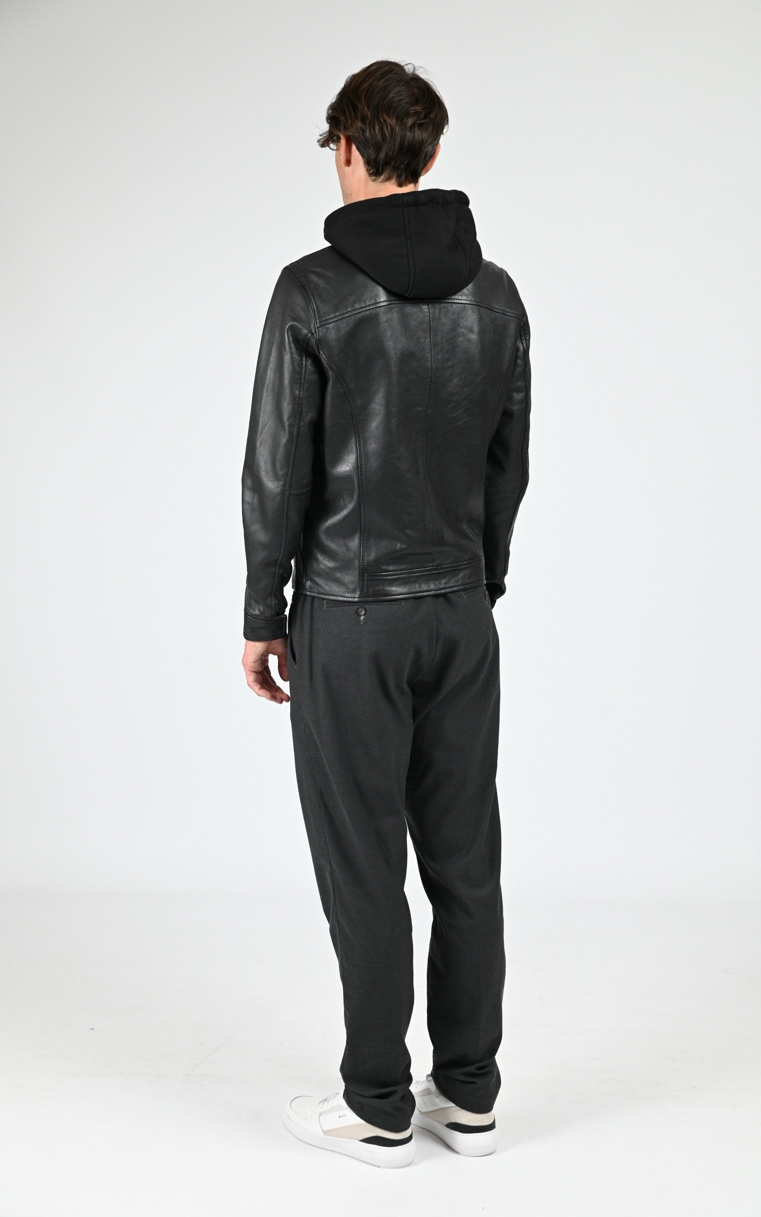 Blouson à capuche cuir Shafter hood noir Daytona 73 La Canadienne