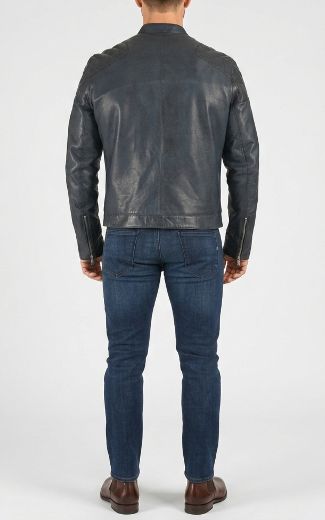 Blouson motard cuir d&