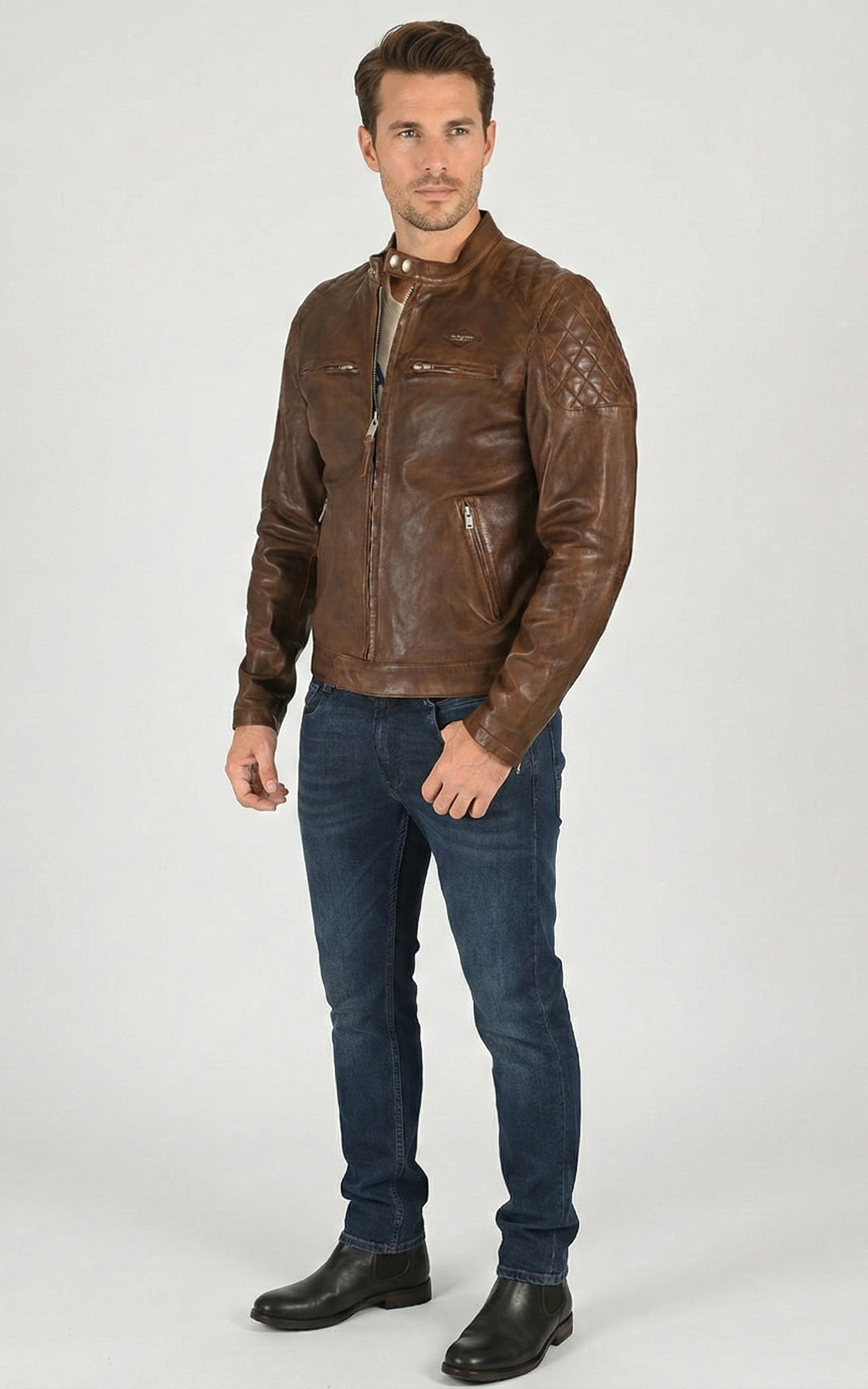 Blouson cuir agneau Cruise cognac 1