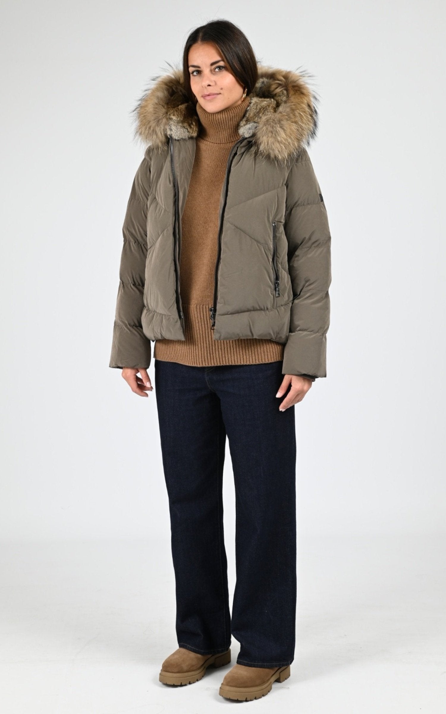 Ves doudoune Textile Femme Blonde No.8, modèle Snow 515 de couleur dark taupe 5200 2