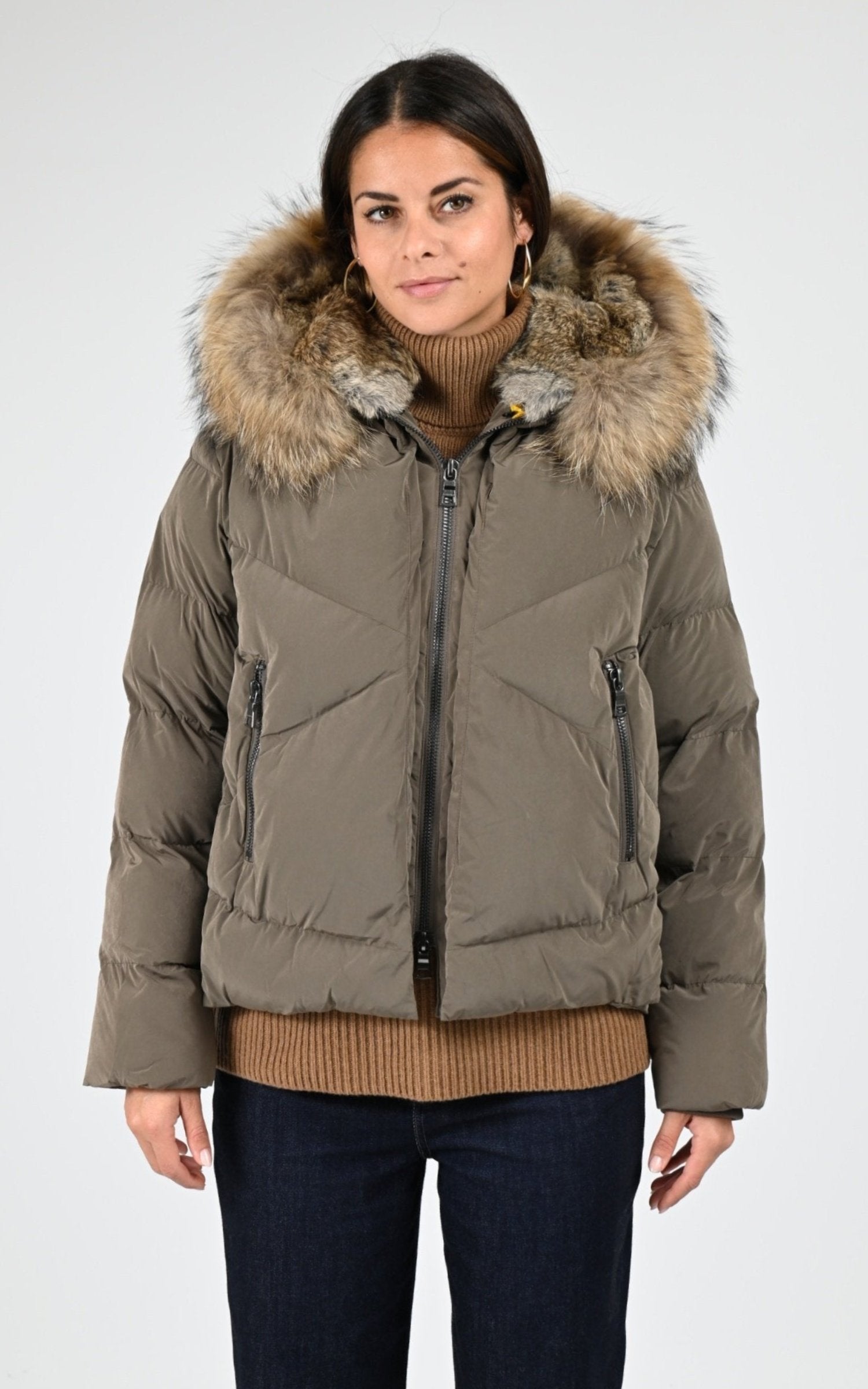 Ves doudoune Textile Femme Blonde No.8, modèle Snow 515 de couleur dark taupe 5200