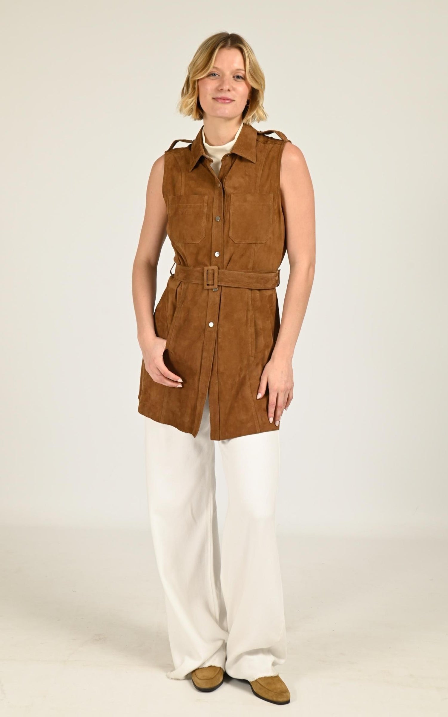 Robe  Femme Giorgio Et Mario, modèle Solveig vel de couleur tabac 2