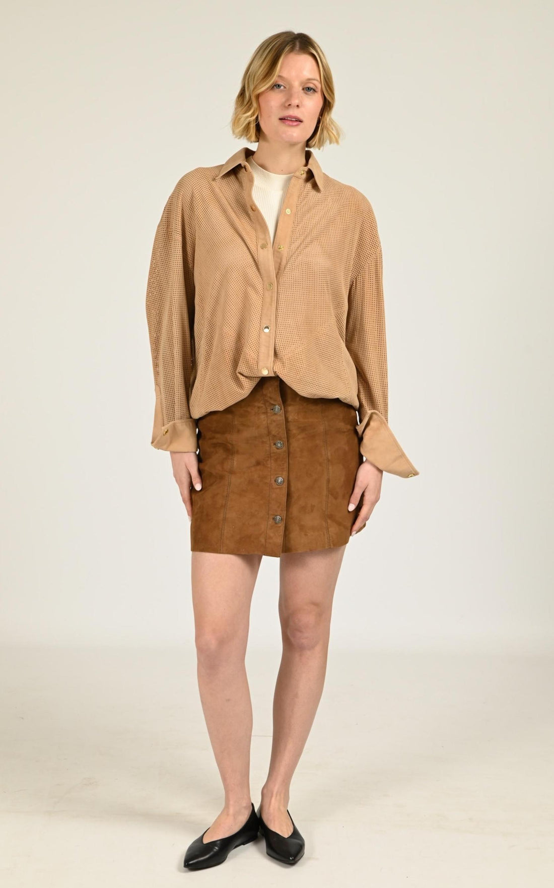 Chemise  Femme Giorgio Et Mario, modèle Sonita vel de couleur beige / taupe