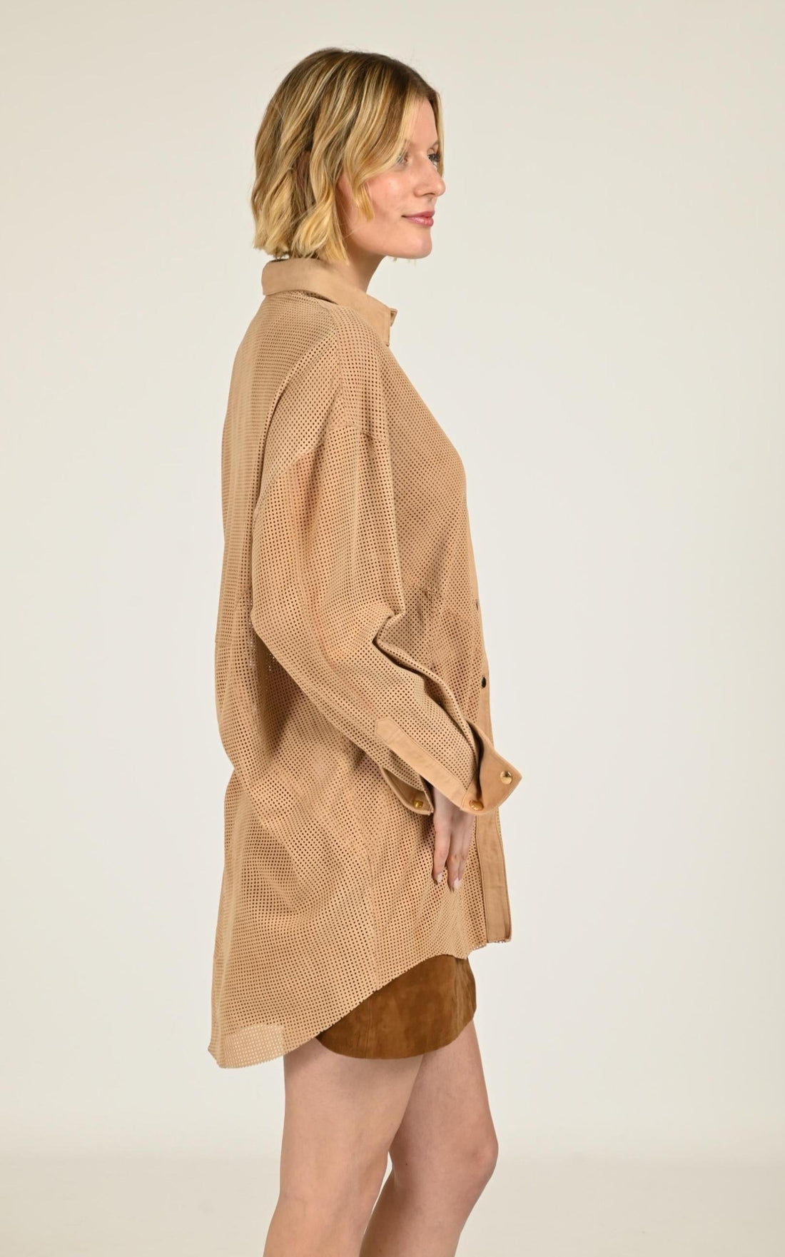 Chemise  Femme Giorgio Et Mario, modèle Sonita vel de couleur beige / taupe