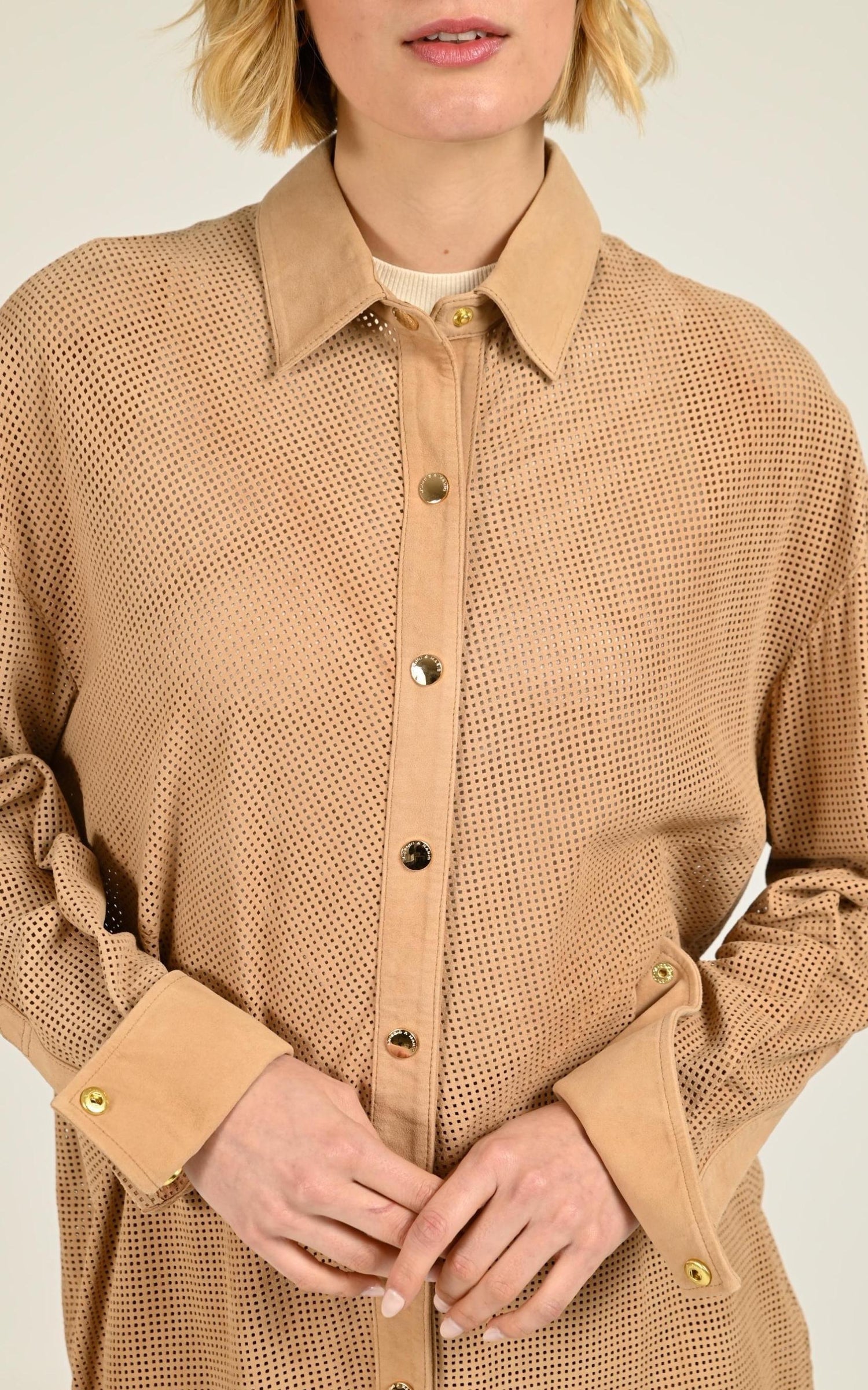 Chemise  Femme Giorgio Et Mario, modèle Sonita vel de couleur beige / taupe 5