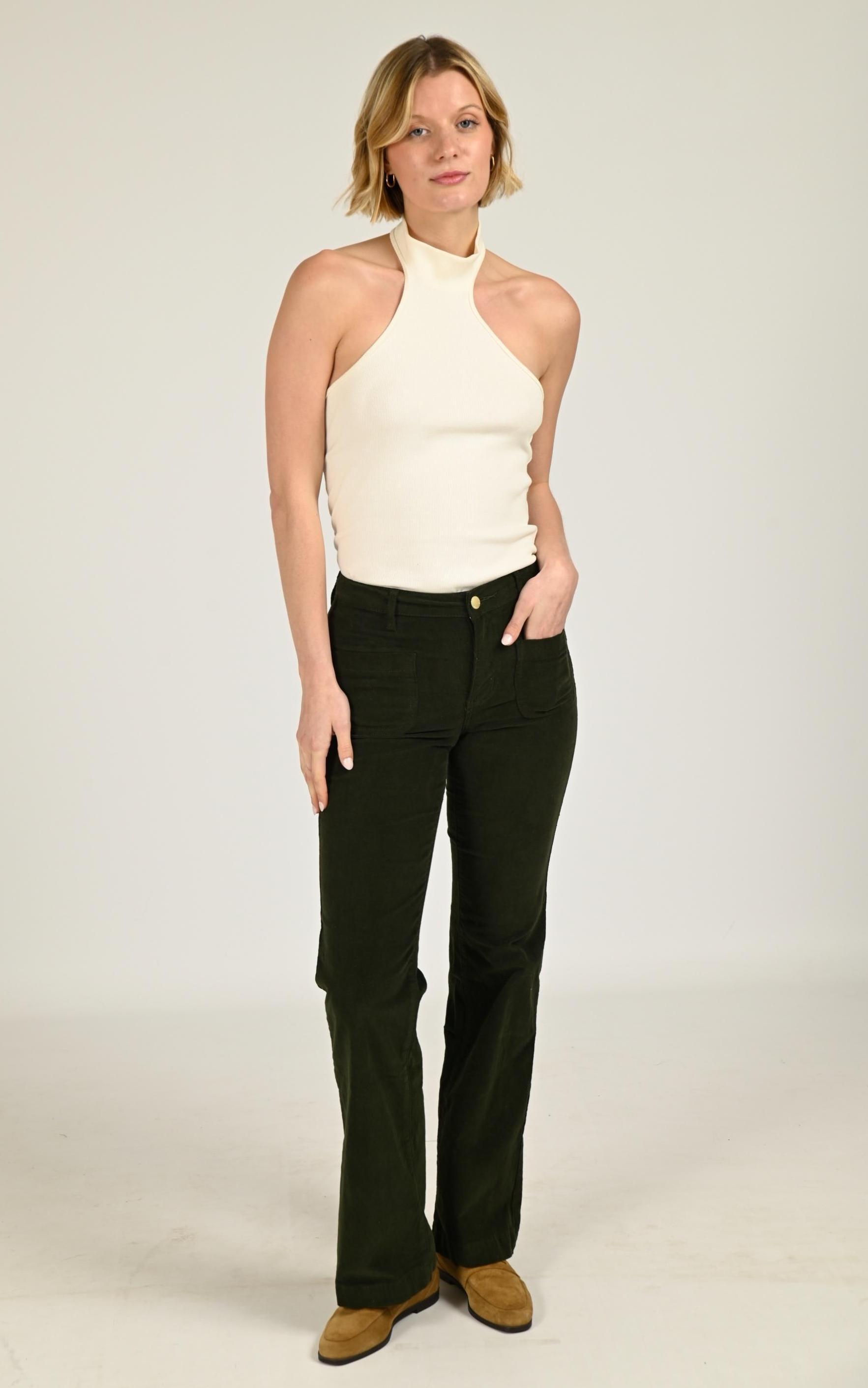 Pantalon Textile Femme La Petite Etoile, modèle Sonny de couleur kaki
