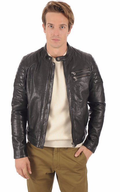 Blouson cuir homme Daytona 73, modèle Starget 101036 de couleur Noir - vue ouverte