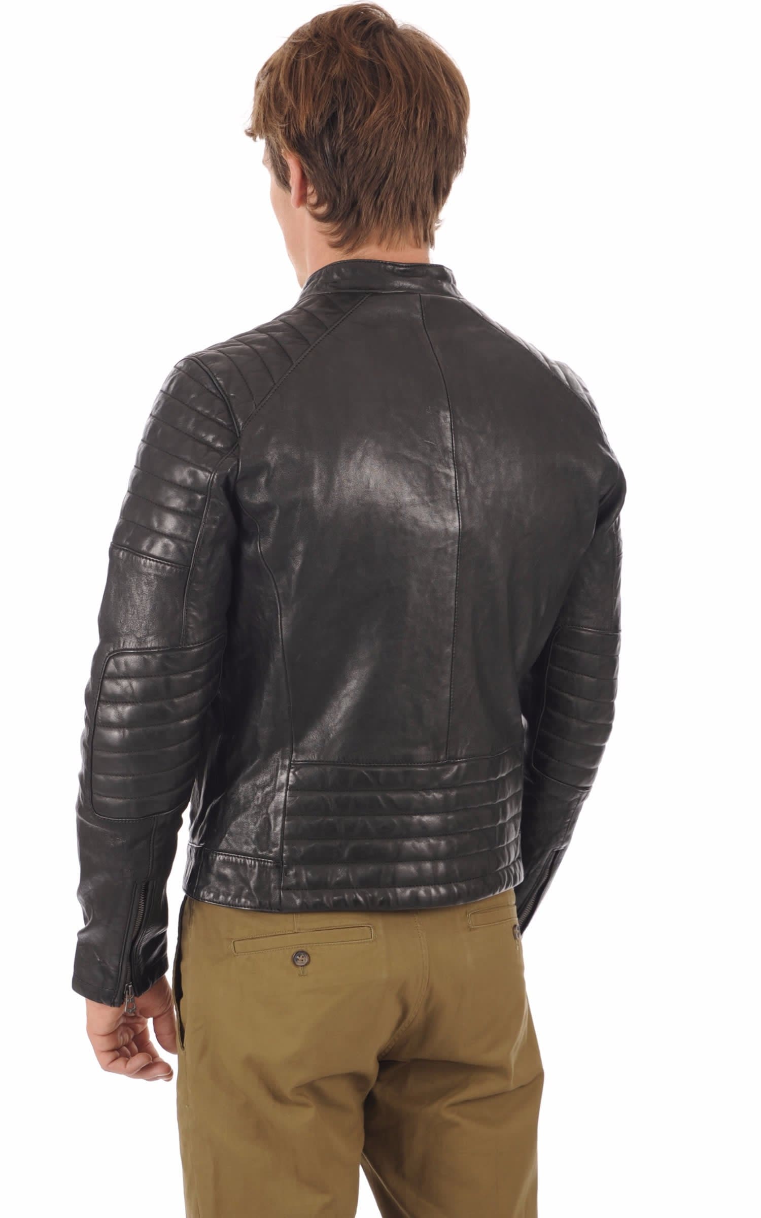 Blouson cuir homme Daytona 73, modèle Starget 101036 de couleur Noir - vue arrière