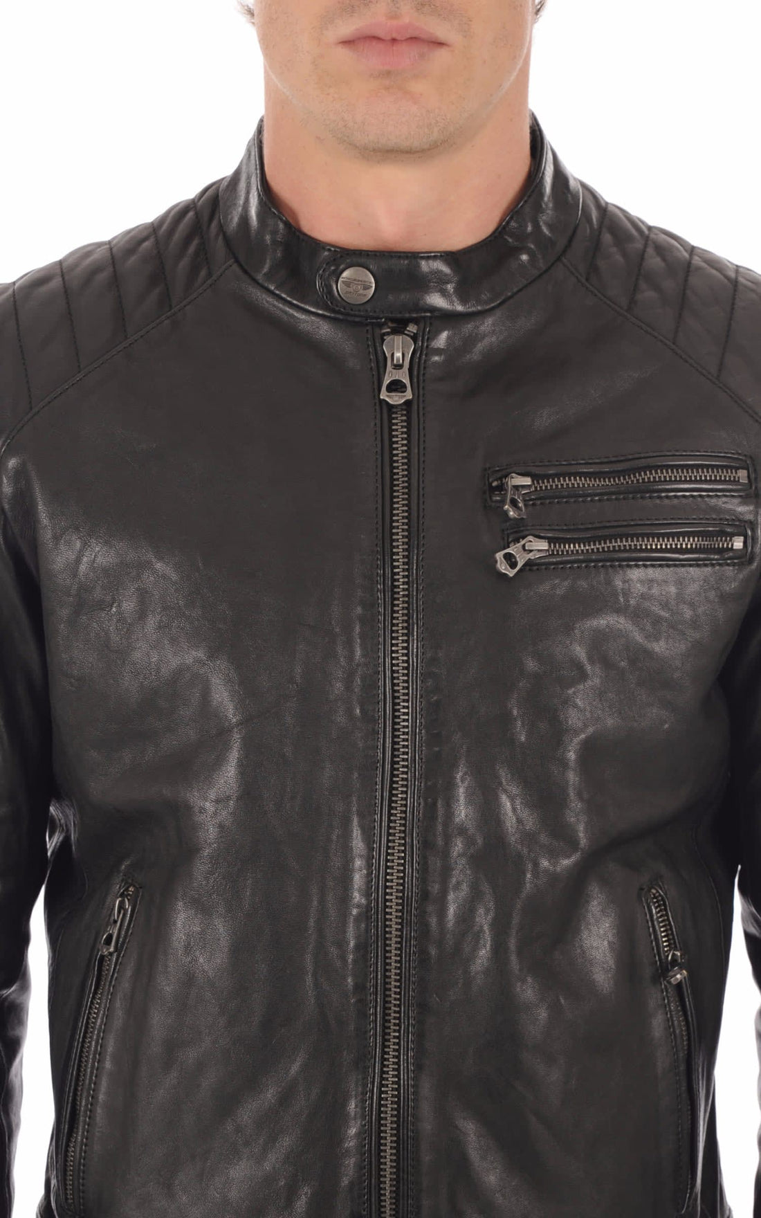 Blouson cuir homme Daytona 73, modèle Starget 101036 de couleur Noir - vue ouverte