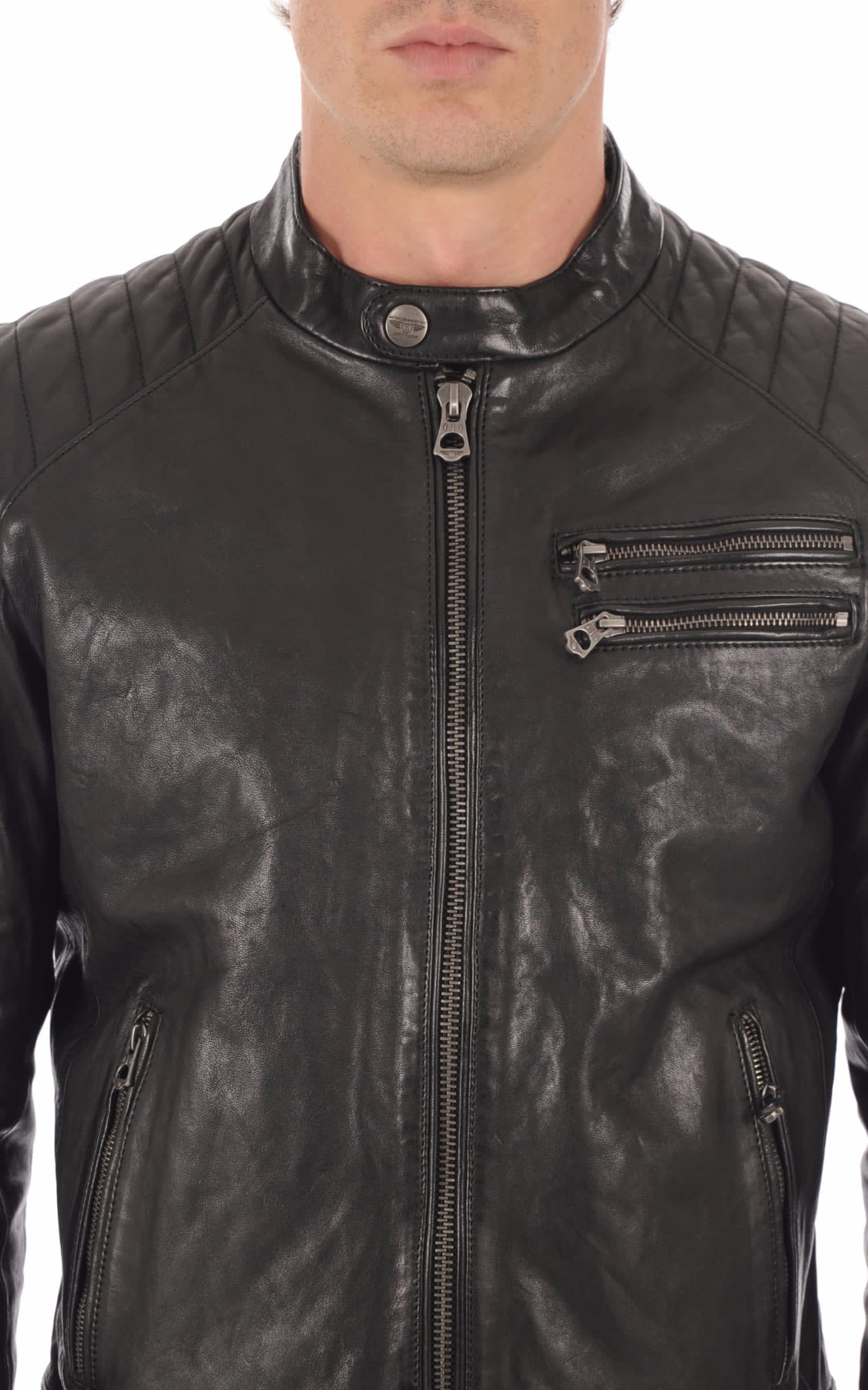 Blouson cuir homme Daytona 73, modèle Starget 101036 de couleur Noir - vue détaillée