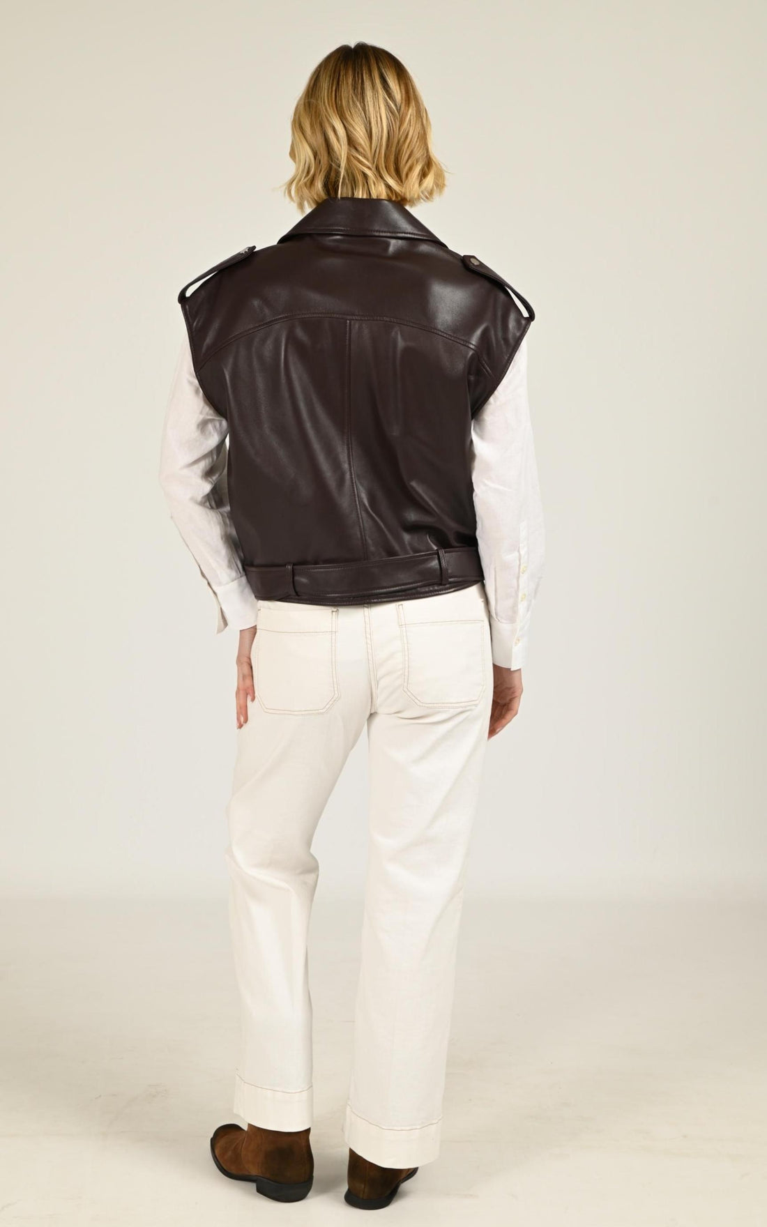 Gilet Cuir Femme Serge Pariente, modèle Stef gilet de couleur bordeaux