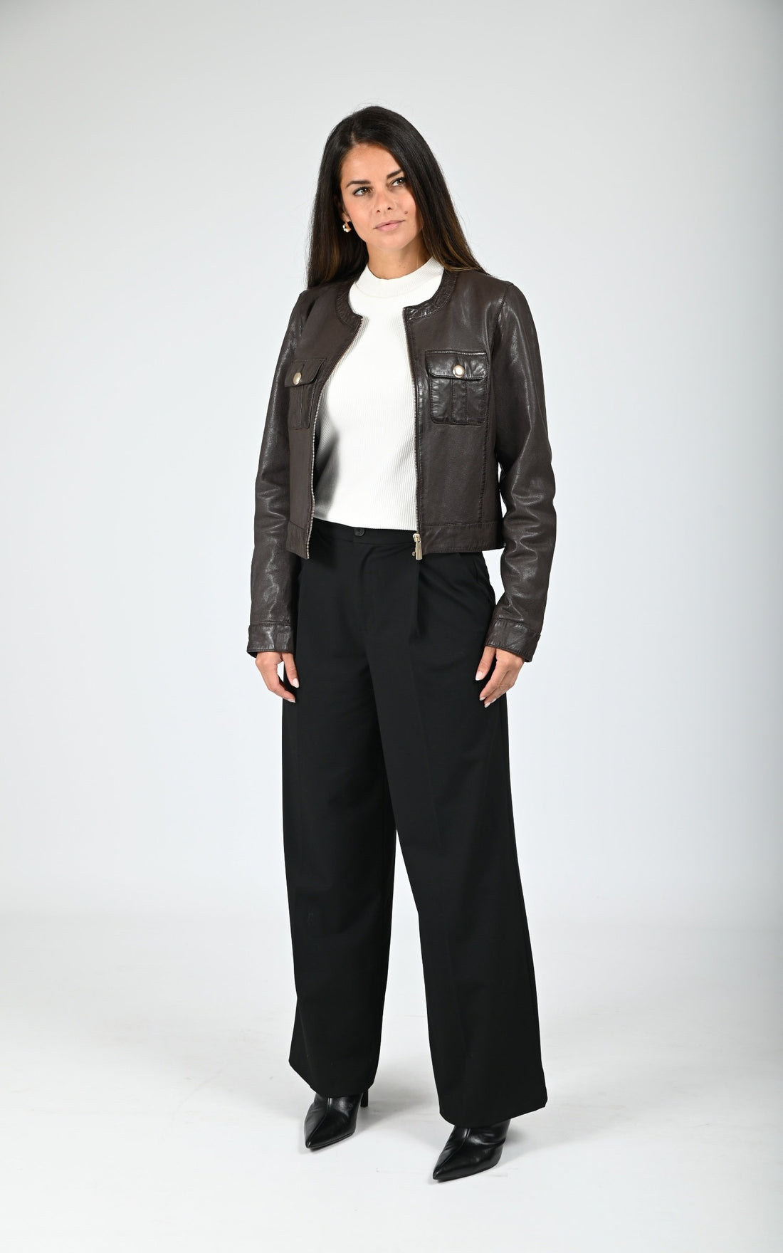 Veste Cuir Femme Oakwood, modèle Susan 65161 de couleur marron