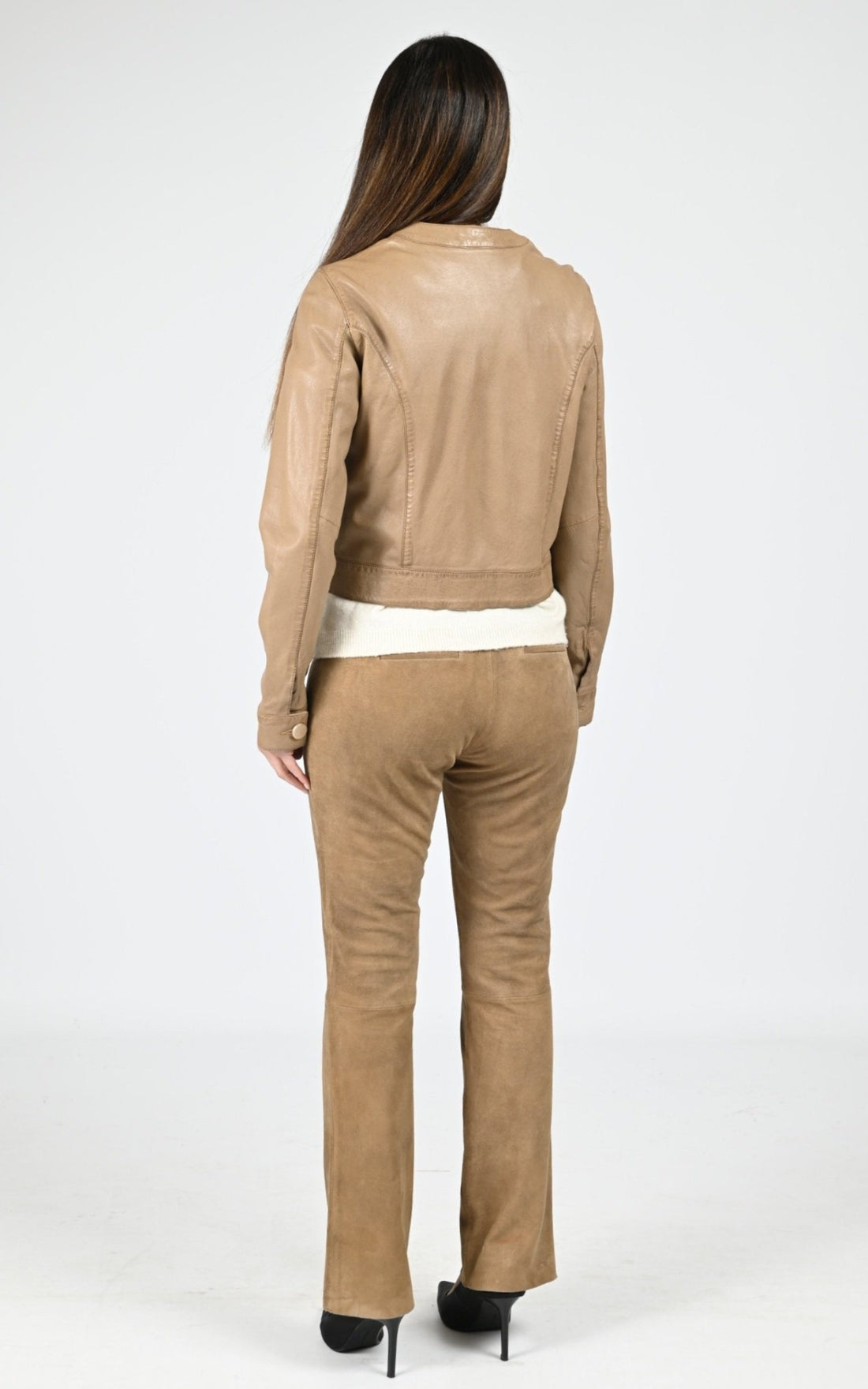 Veste Cuir Femme Cuirco, modèle Susan 65161 de couleur marron clair 503