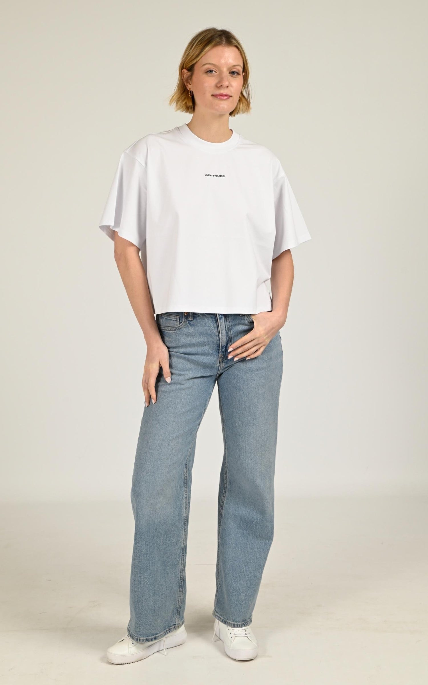 T-shirt Textile Femme Gertrude Et Gaston, modèle Suzy de couleur blanc 2
