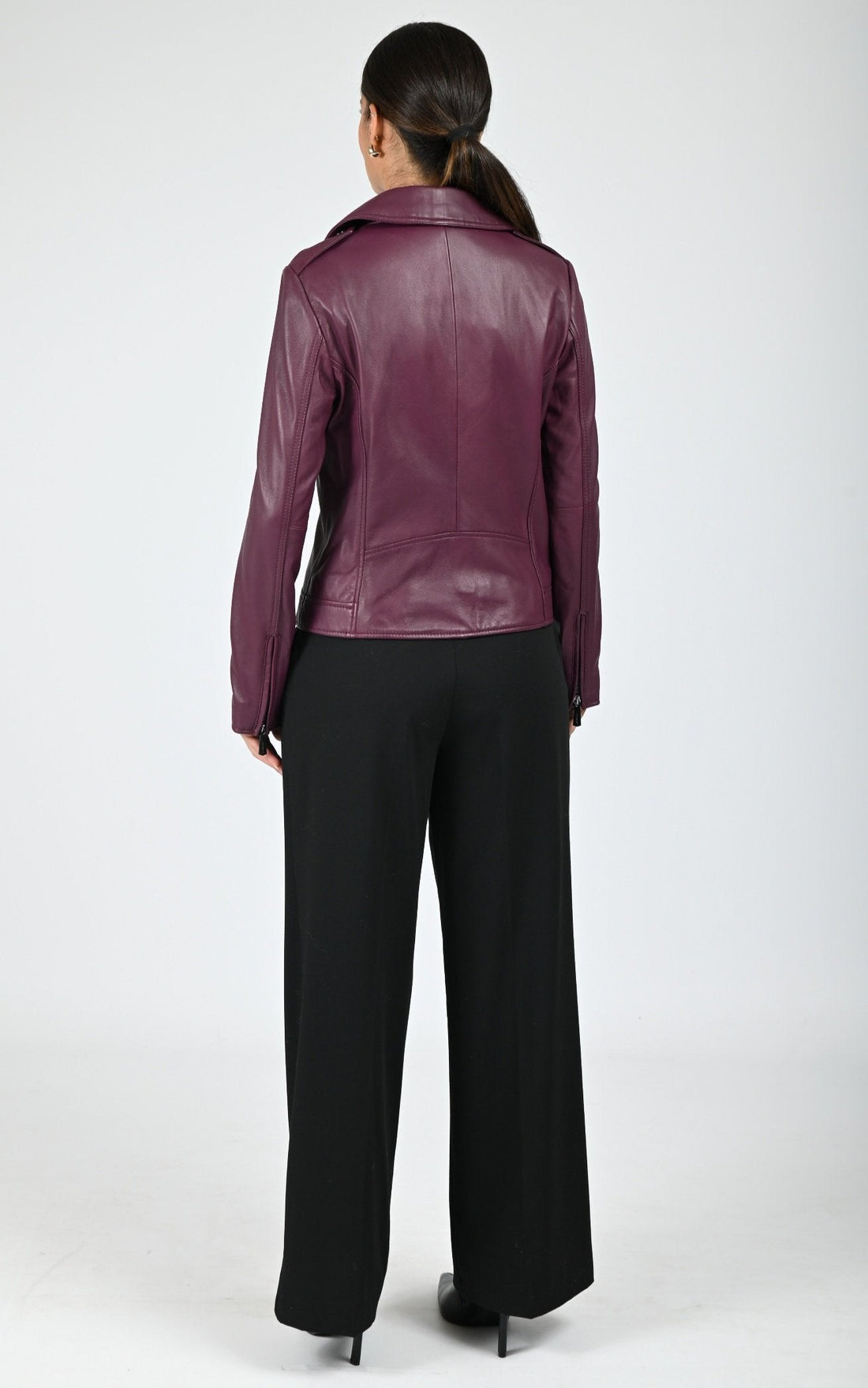 Blouson perfecto cuir Samba bordeaux