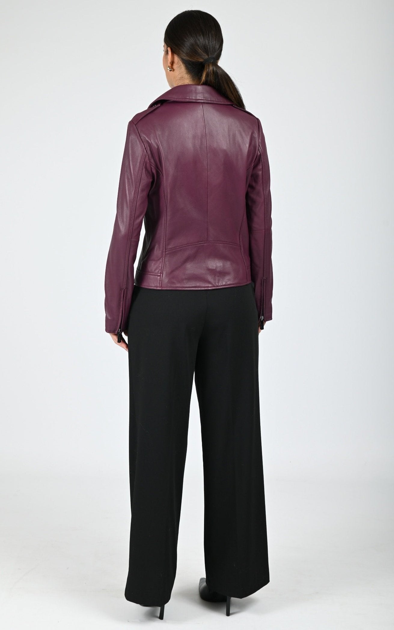 Blouson perfecto cuir Samba bordeaux 4