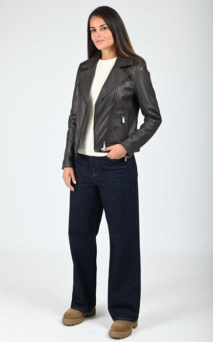 Blouson perfecto cuir Samba marron